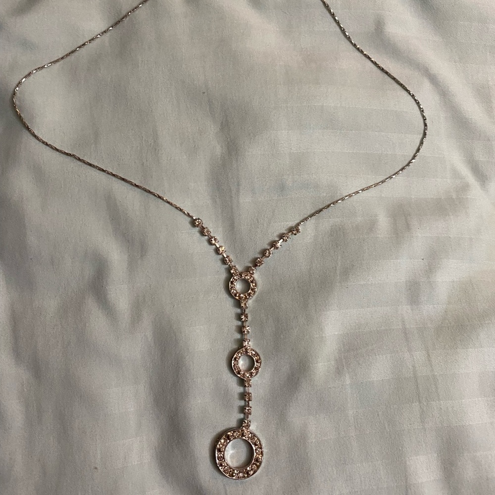 Drop Necklace Silver tone with stones